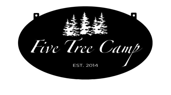 Five Tree Camp sign and hanger in black