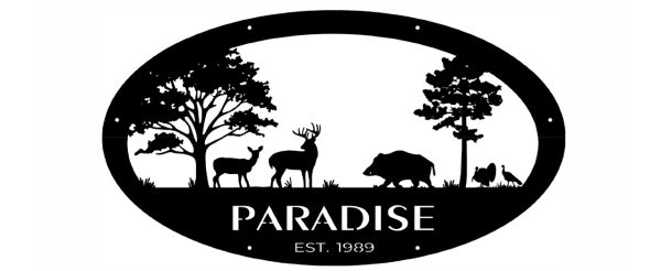 Custom sign Paradise in black