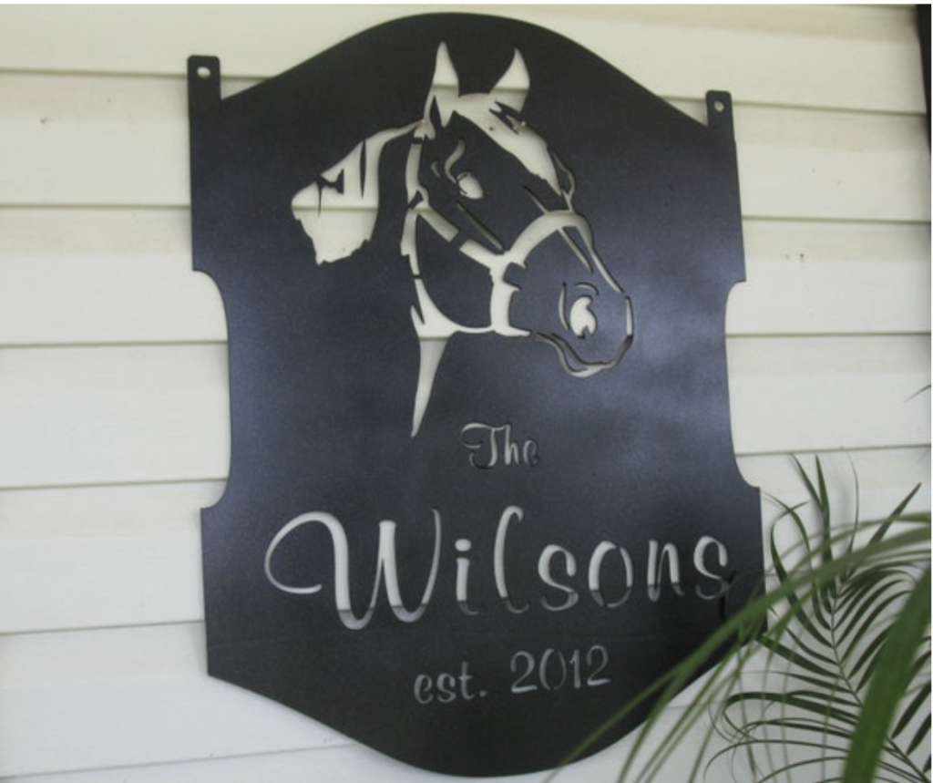 Metal horse sign with quarter horse head » Sign Performance